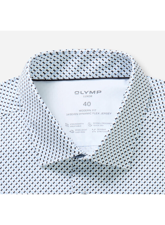 Overhemd Knitted 24/7 Modern-Fit Printje Bleu 1354 14 11