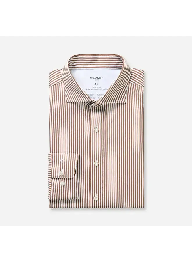 Overhemd Knitted 24/7 Modern-Fit Streep Nougat 1232 84 27
