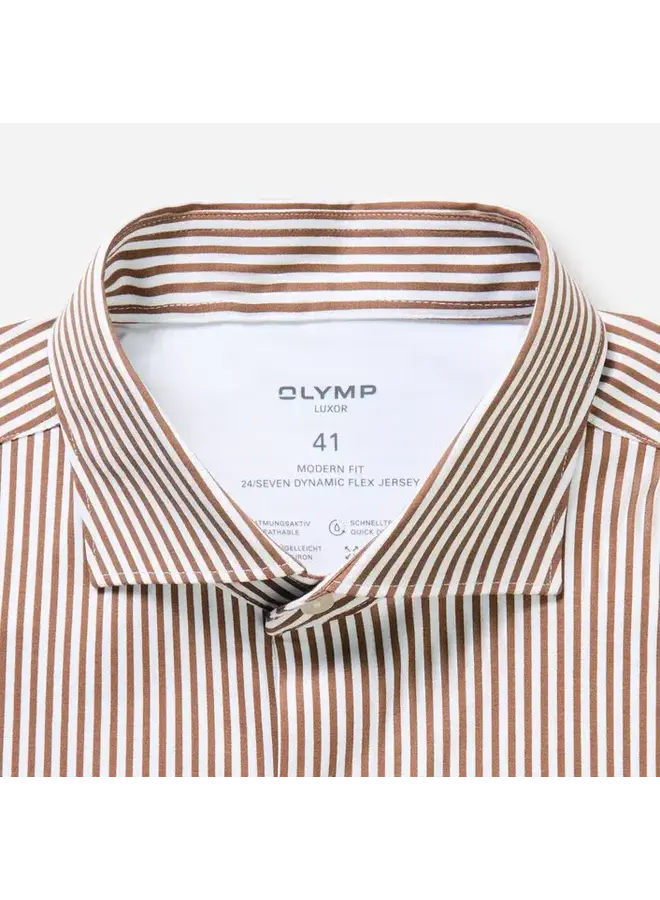 Overhemd Knitted 24/7 Modern-Fit Streep Nougat 1232 84 27