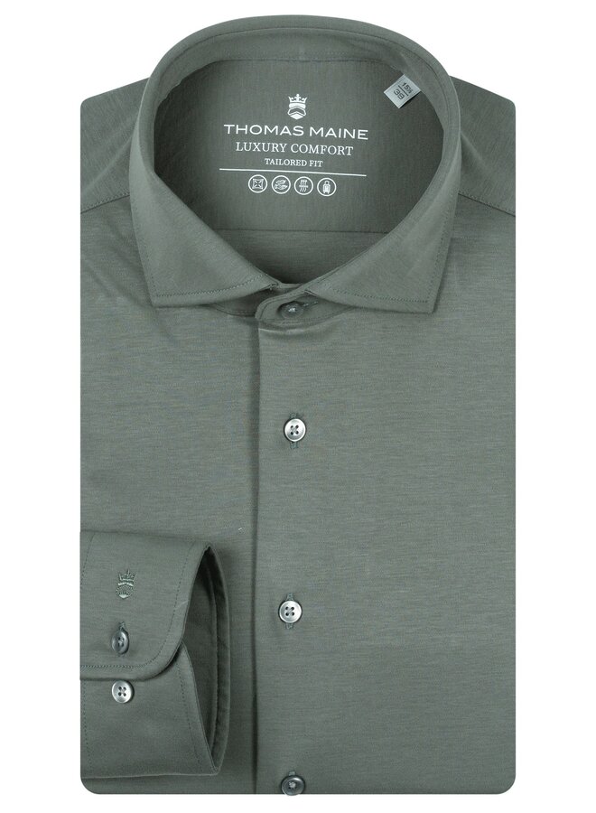 Overhemd Modern Fit Knitted 617778 Col. 73 Soft Green