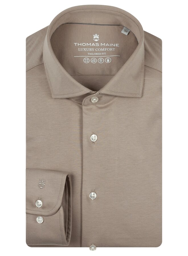 Overhemd Modern Fit Knitted 617778 Col. 81 Light Beige