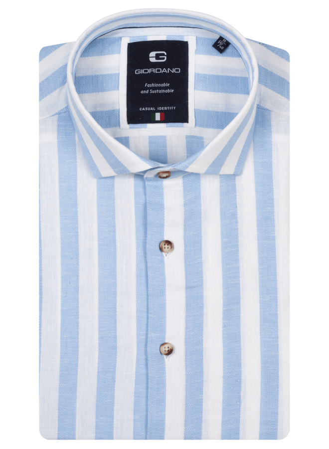 Overhemd Streep Linnen - Blend 617822 Col. 61 Blue