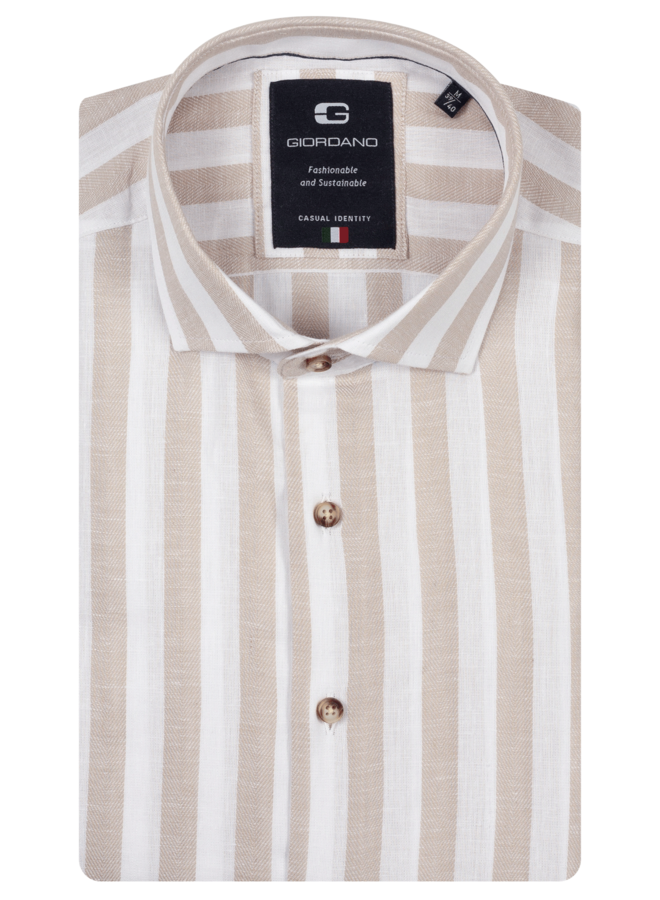 Overhemd Streep Linnen - Blend 617822 Col. 81 Beige