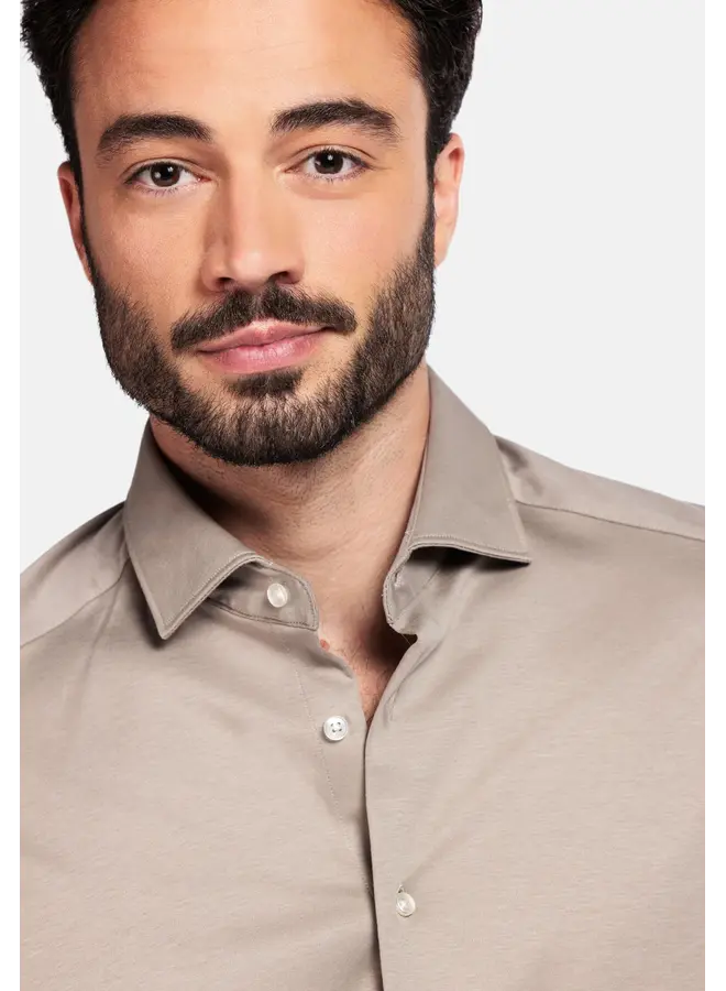 Overhemd Modern Fit Knitted 617778 Col. 81 Light Beige