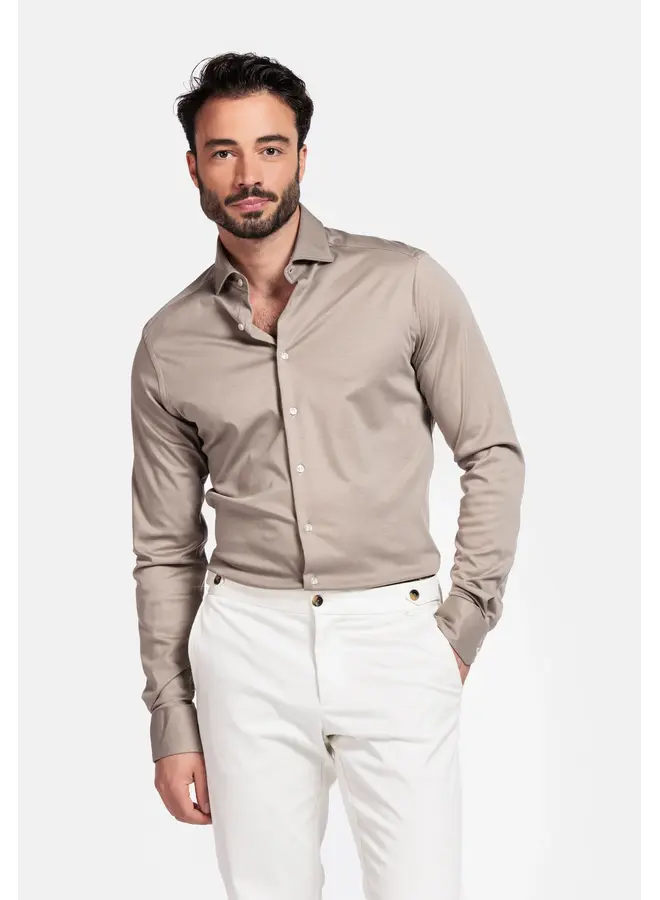 Overhemd Modern Fit Knitted 617778 Col. 81 Light Beige