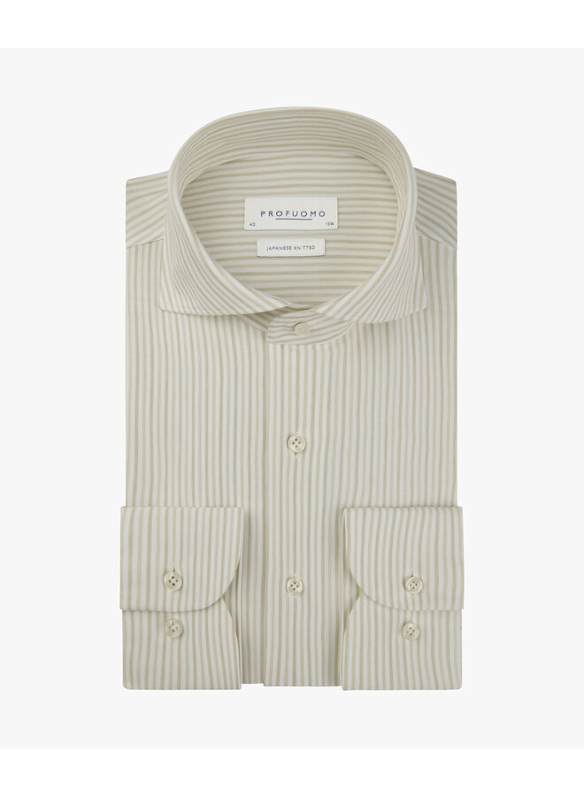 Overhemd Japanese Knitted Streep Beige PPXH10055B