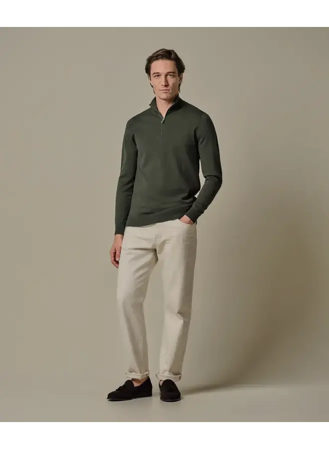 Pullover Luxury basic Half Zip Green PPXJ10008C