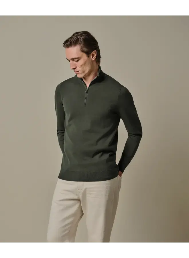 Pullover Luxury basic Half Zip Green PPXJ10008C