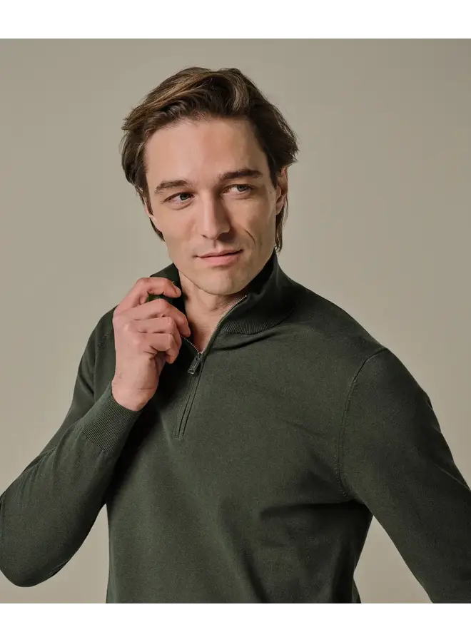 Pullover Luxury basic Half Zip Green PPXJ10008C