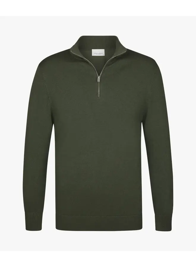 Pullover Luxury basic Half Zip Green PPXJ10008C