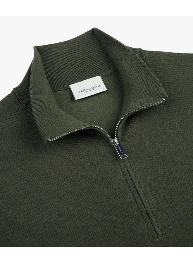 Pullover Luxury basic Half Zip Green PPXJ10008C