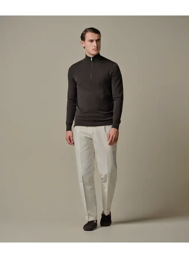 Pullover Luxury basic Half Zip Brown PPXJ10008B