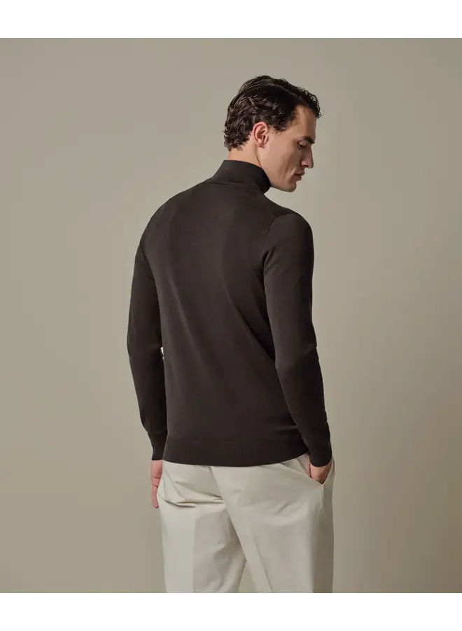 Pullover Luxury basic Half Zip Brown PPXJ10008B