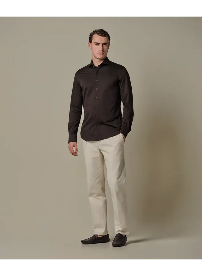 Overhemd Japanese Knitted Donkerbruin PPXH10032A