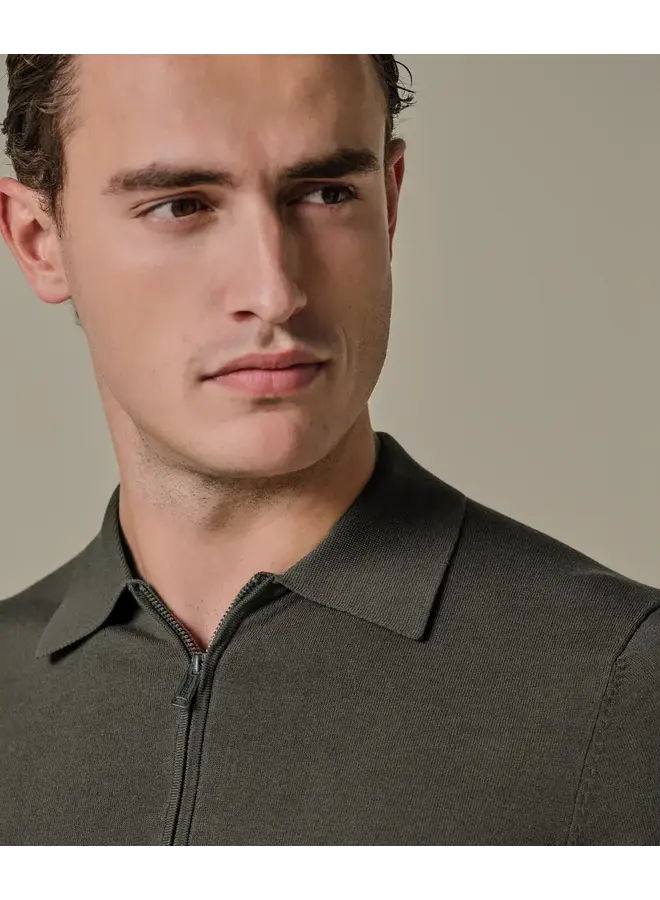 Polo Longsleeve Bruin Luxury Basic Half Zip PPXJ10006F