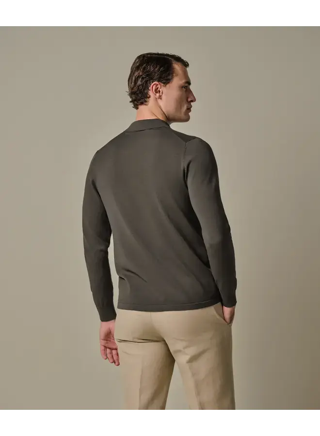 Polo Longsleeve Bruin Luxury Basic Half Zip PPXJ10006F