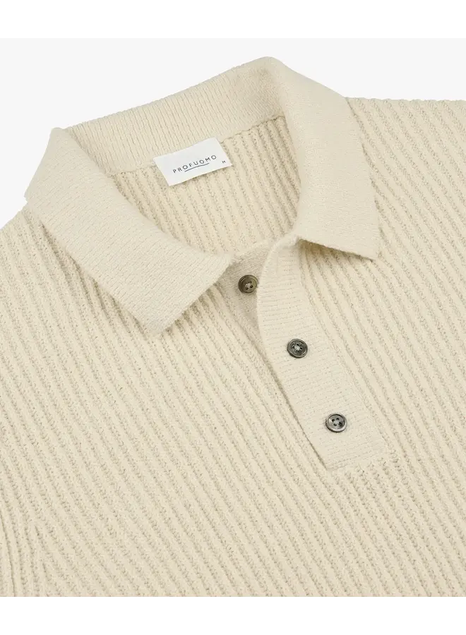 Polo Longsleeve Off-White Badstof PPXJ10017B