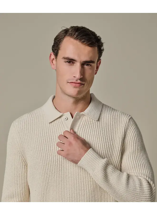 Polo Longsleeve Off-White Badstof PPXJ10017B