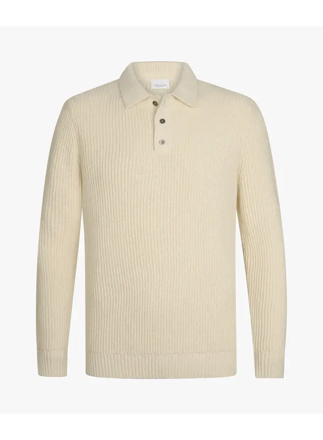 Polo Longsleeve Off-White Badstof PPXJ10017B