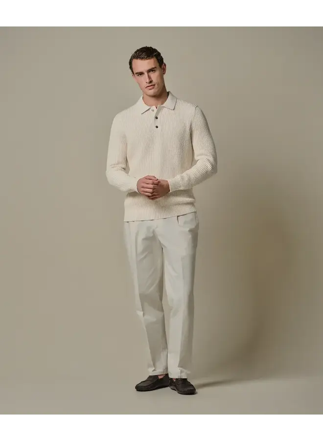 Polo Longsleeve Off-White Badstof PPXJ10017B