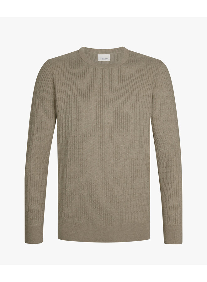 Pullover Crewneck Kabel Beige PPXJ10004B