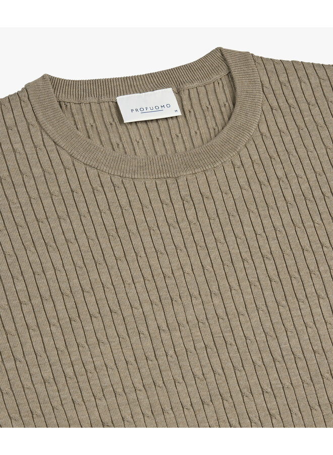 Pullover Crewneck Kabel Beige PPXJ10004B