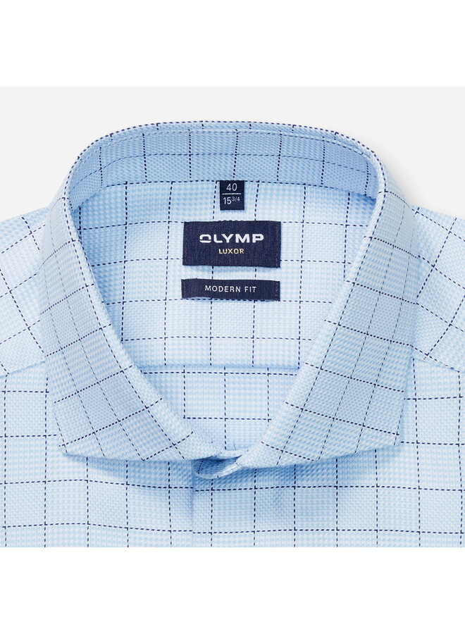 Overhemd Luxor Modern Fit, Royal Kent Ruit Blauw 1318 84 11