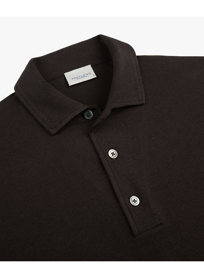 Polo Longsleeve Donkerbruin One Piece Luxury Basic PPXJ10005A