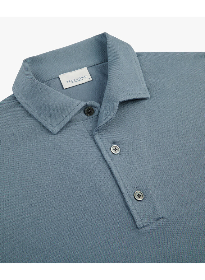 Polo Longsleeve Grijsblauw One Piece Luxury Basic PPXJ10005F