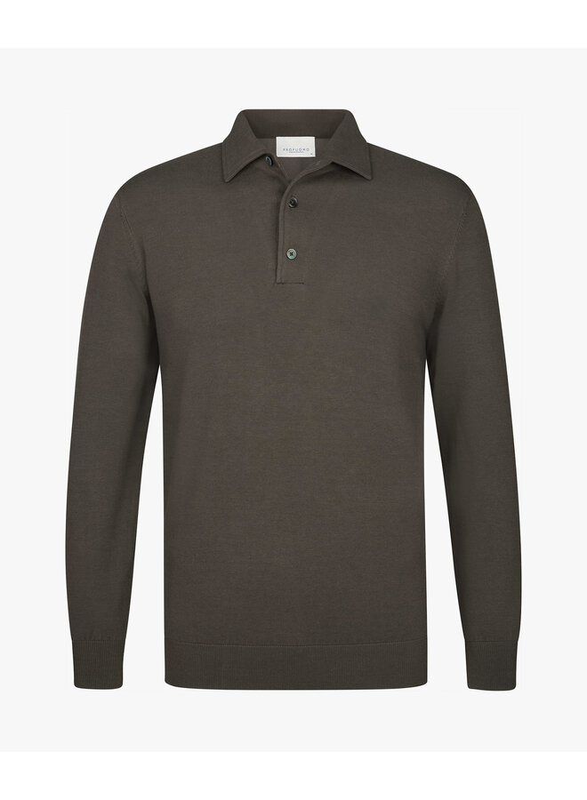 Polo Longsleeve Bruin One Piece Luxury Basic PPXJ10005B