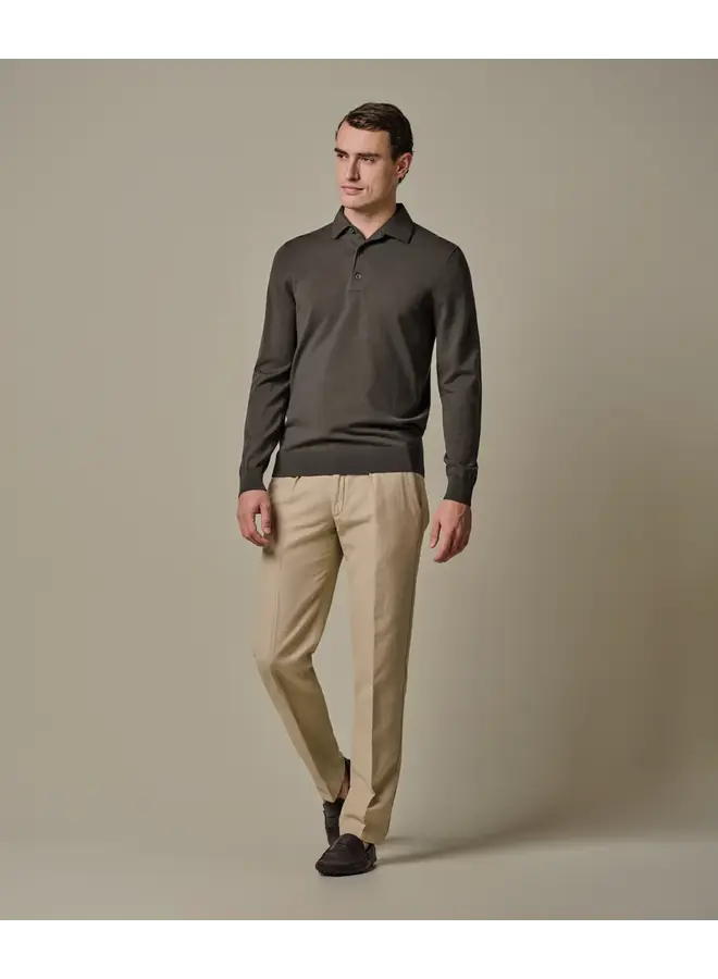 Polo Longsleeve Bruin One Piece Luxury Basic PPXJ10005B