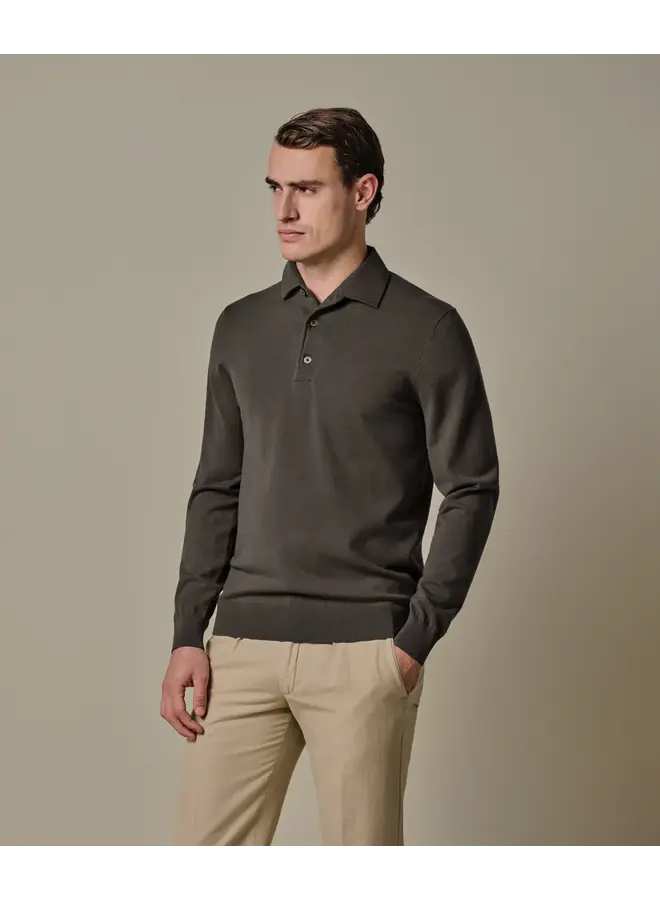 Polo Longsleeve Bruin One Piece Luxury Basic PPXJ10005B