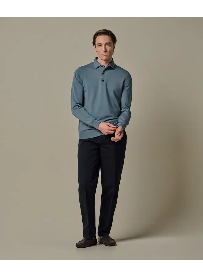 Polo Longsleeve Grijsblauw One Piece Luxury Basic PPXJ10005F