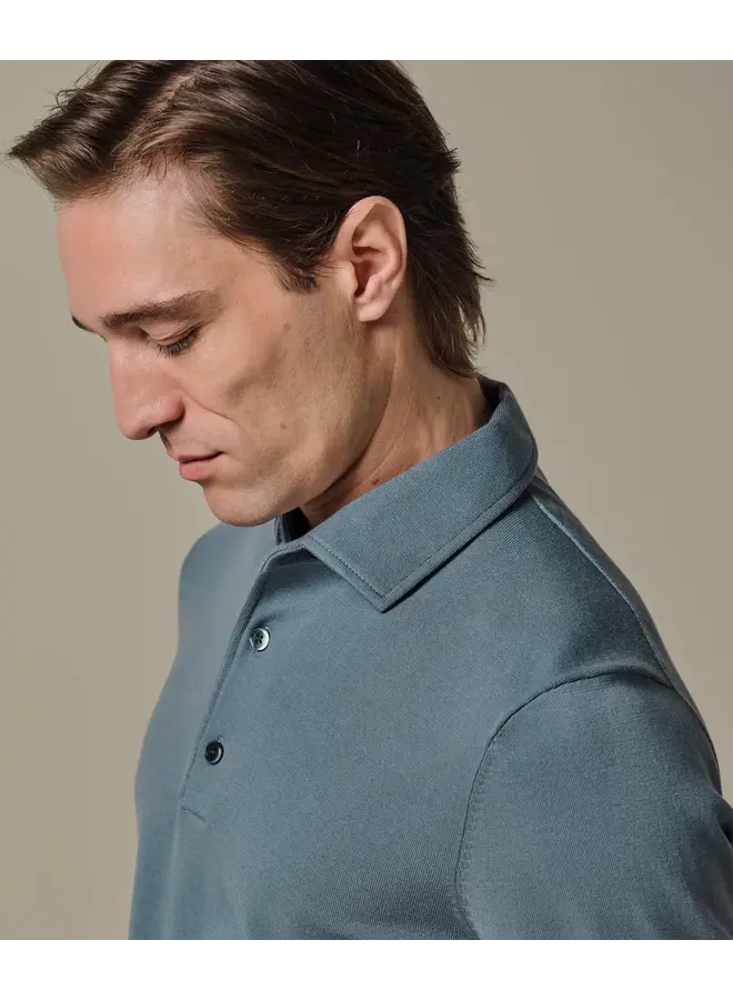 Polo Longsleeve Grijsblauw One Piece Luxury Basic PPXJ10005F