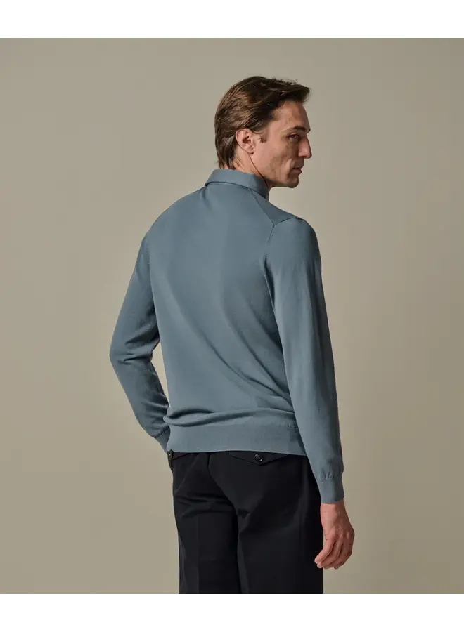 Polo Longsleeve Grijsblauw One Piece Luxury Basic PPXJ10005F