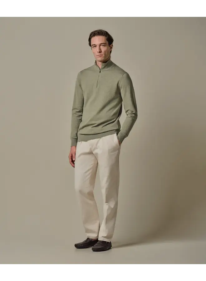 Pullover Luxury basic Half Zip Groen PPXJ10008D