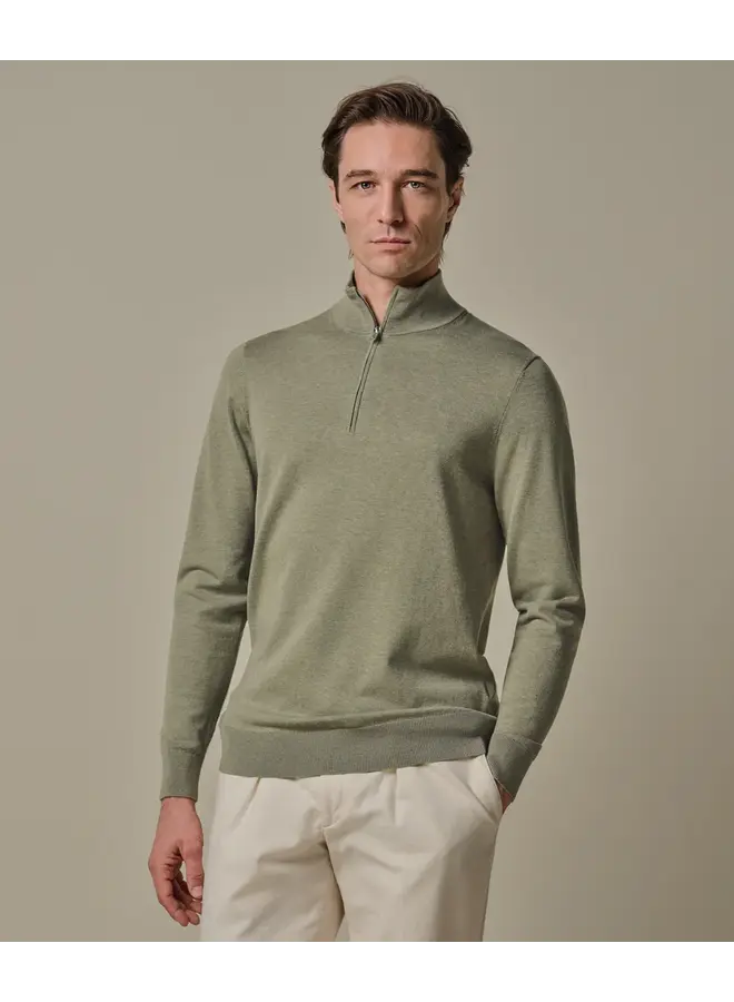Pullover Luxury basic Half Zip Groen PPXJ10008D