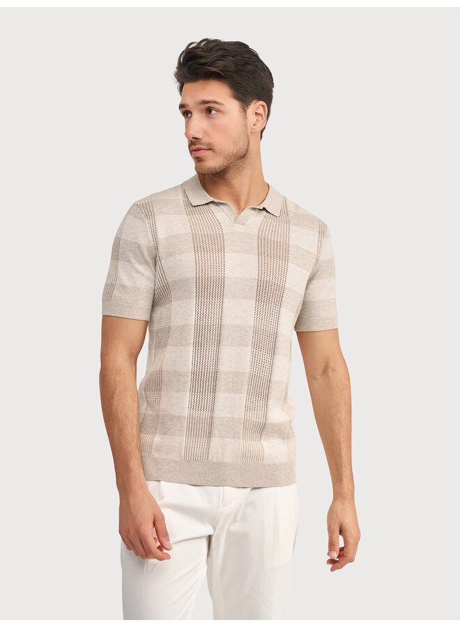 Polo Gebreid Ruit KBIS26-M14 Taupe