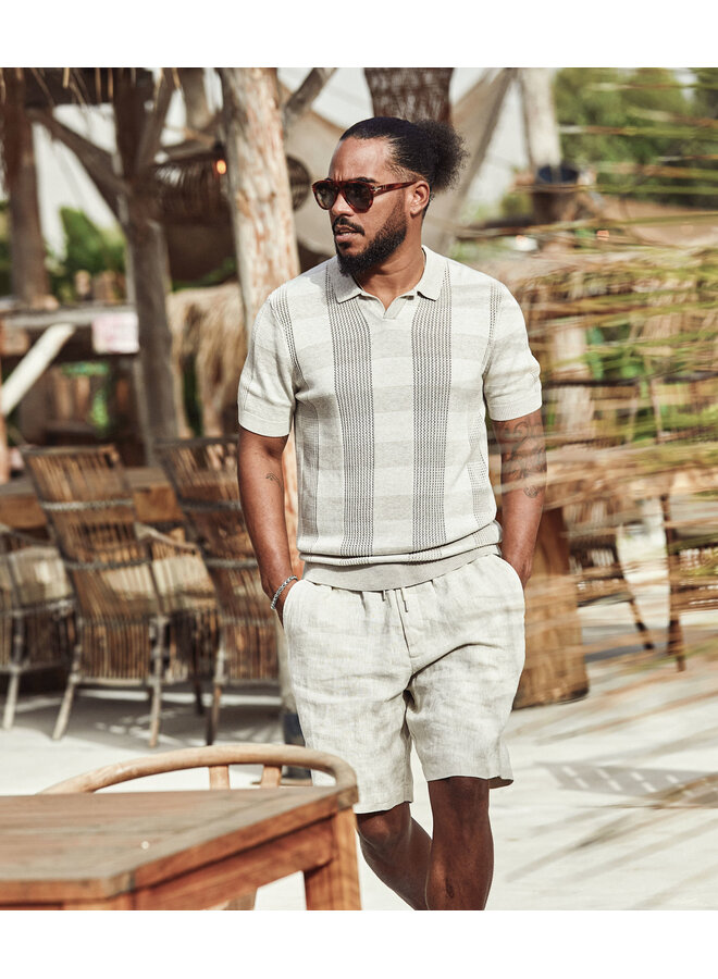 Polo Gebreid Ruit KBIS26-M14 Taupe