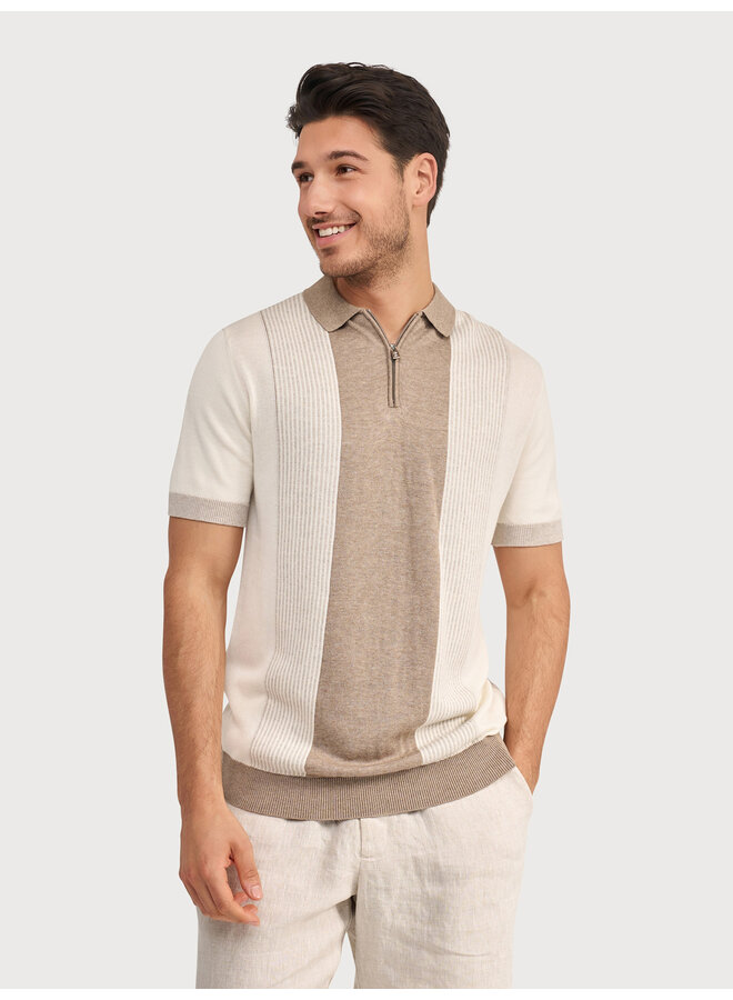 Polo Half Zip Streep KBIS26-M15 Beige