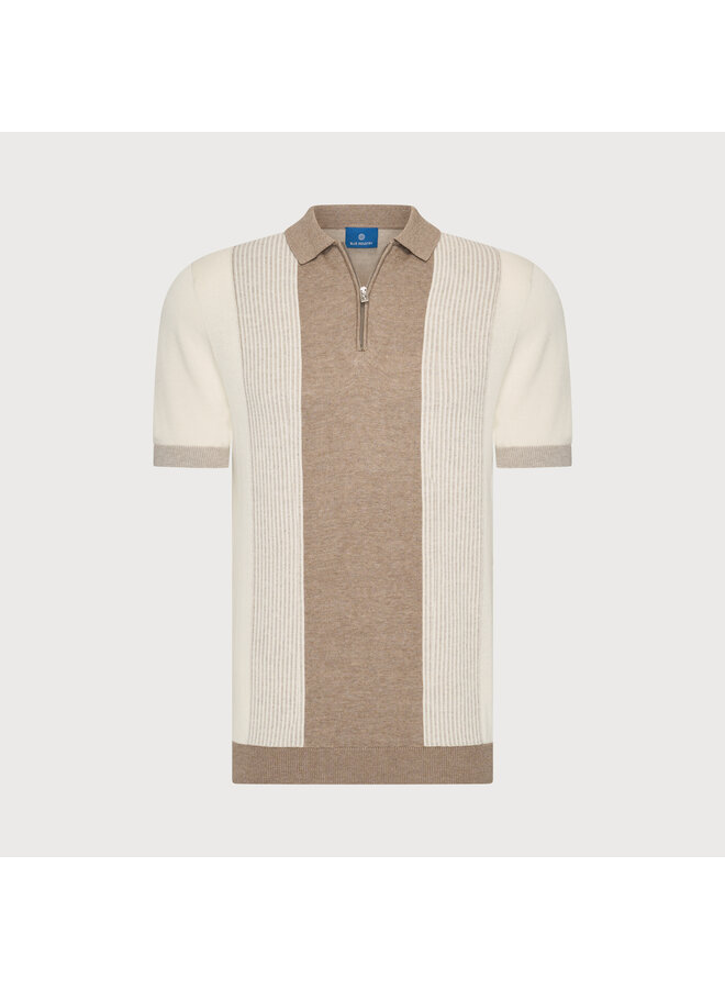 Polo Half Zip Streep KBIS26-M15 Beige
