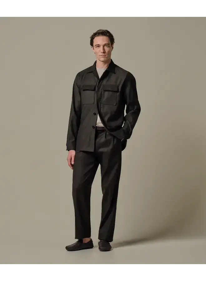 Overshirt Donker Bruin Linnen Katoen PPXF10032A