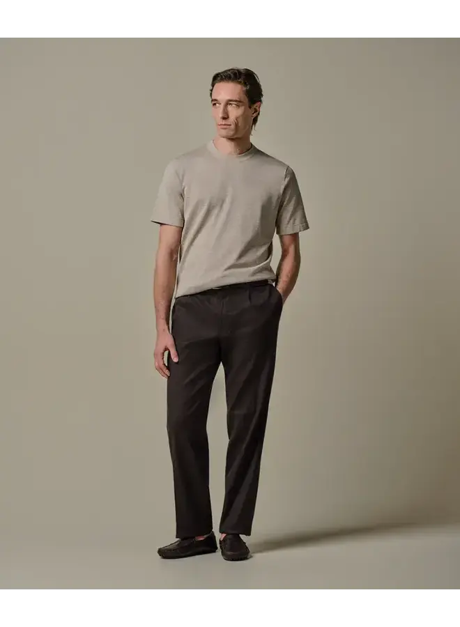 Broek Loose Fit Donker Bruin Linnen Katoen PPXQ10021A