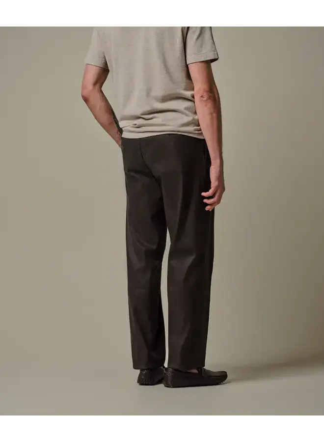 Broek Loose Fit Donker Bruin Linnen Katoen PPXQ10021A