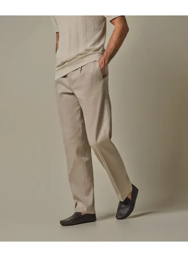 Broek Loose Fit Beige Linnen Katoen PPXQ10021C