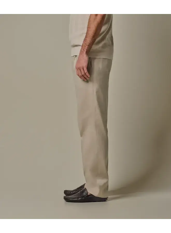 Broek Loose Fit Beige Linnen Katoen PPXQ10021C