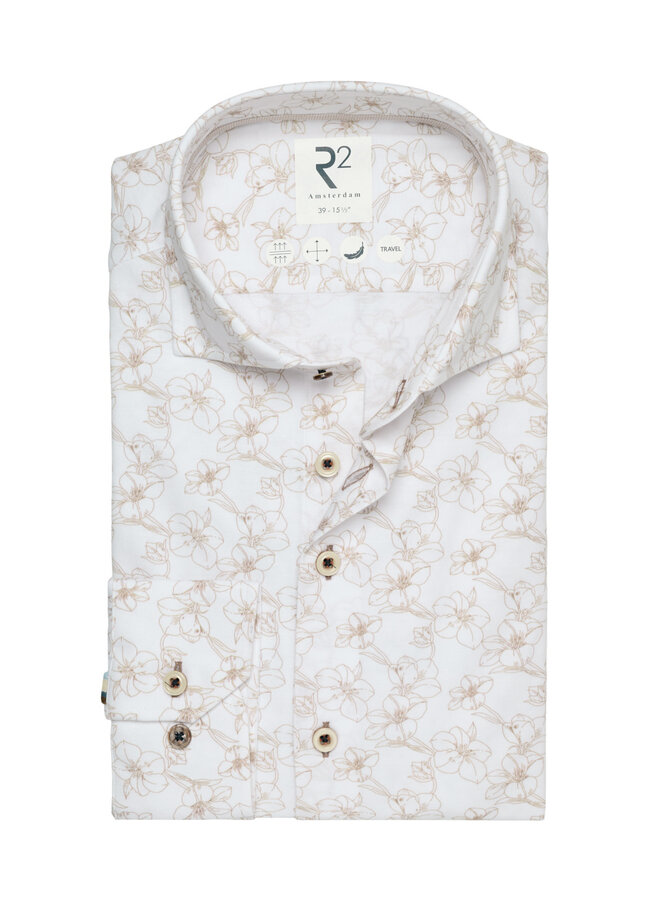 Overhemd Knitted Print 132 WSP 006 Col. 45 Beige