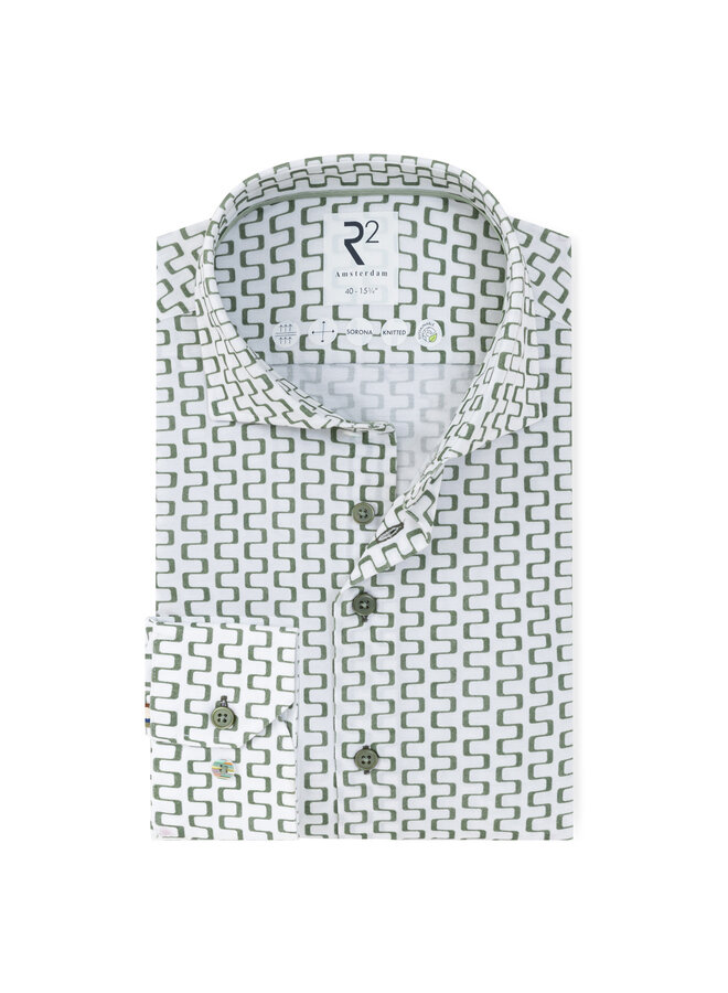 Overhemd Knitted Print 132 WSP 024 Col. 74 Green