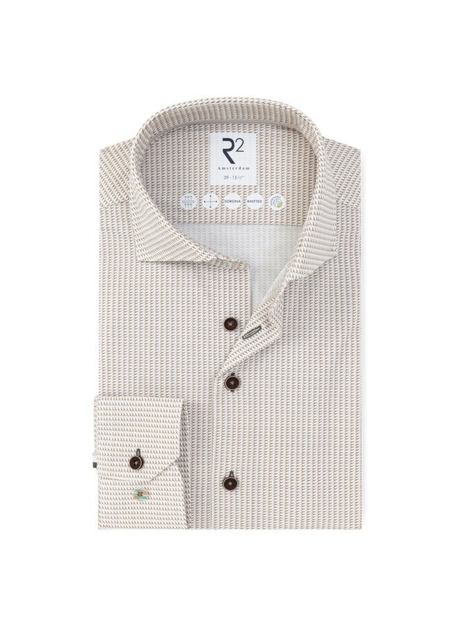 Overhemd Knitted Print 132 WSP 035 Col. 45 Beige