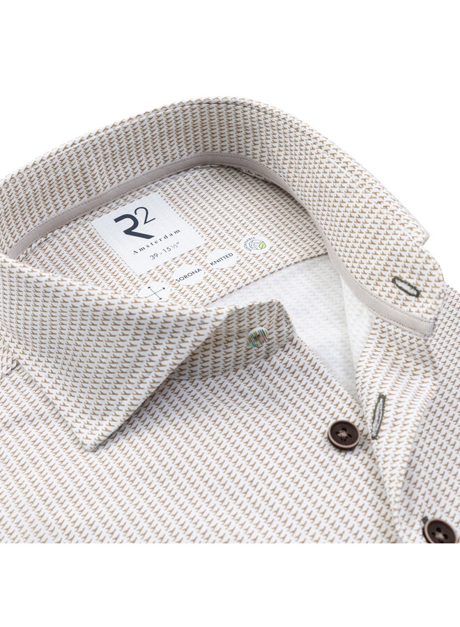 Overhemd Knitted Print 132 WSP 035 Col. 45 Beige
